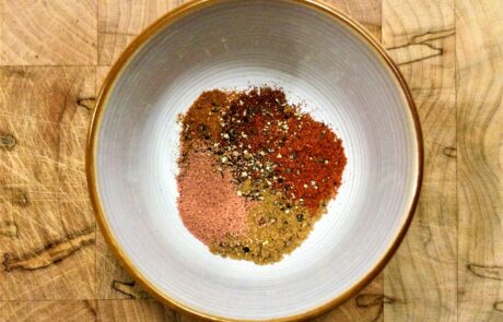 dip spices before mixing together