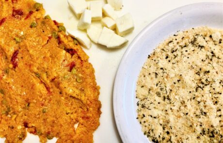 mashed risotto, cheese, and breadcrumbs