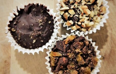 a trio of chocolate peanut butter cups