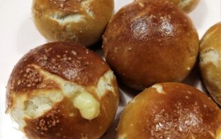 pretzel balls stuffed with gouda cheese