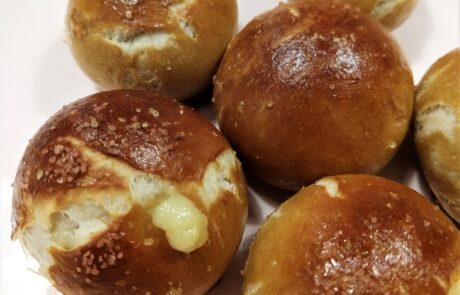 pretzel balls stuffed with gouda cheese