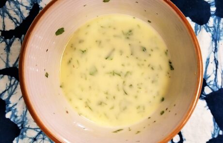 whisked olive oil and lemon juice dressing