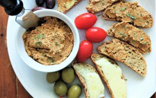 walnut pâté on sliced ciabatta with sides