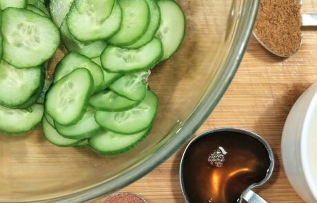 cucumbers, sesame oil, salt and sugar